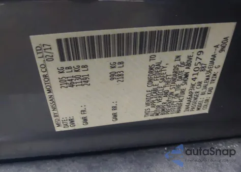 2017 Nissan Maxima 3.5 Sl из США, поврежденный, VIN 1N4AA6AP3HC410579